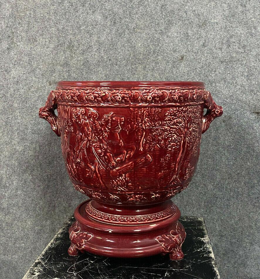 Large Ceramic Cache Pot with Stand - In the Style of Clément Massier -1X04 For Sale 2