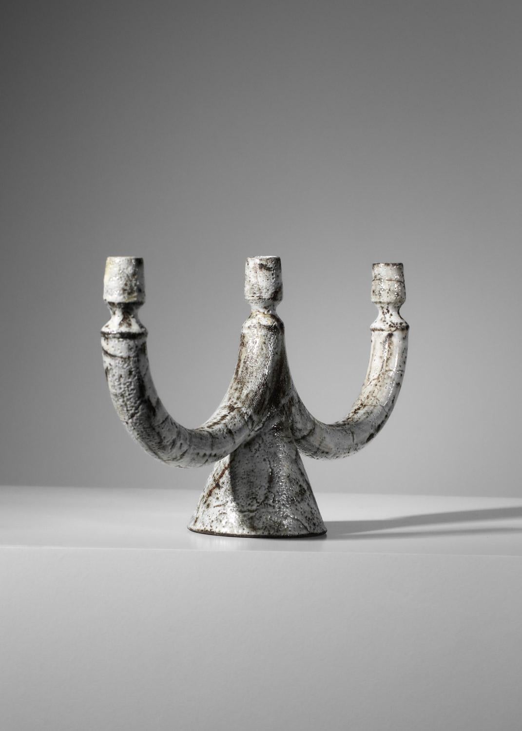 Milieu du XXe siècle Grand chandelier en céramique de Jean Derval Vallauris en vente
