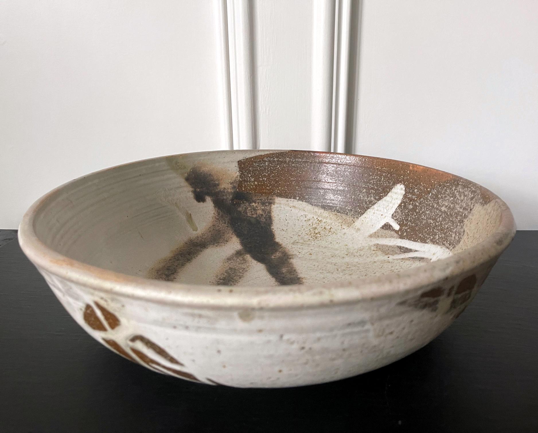 American Large Ceramic Center Bowl Toshiko Takaezu For Sale