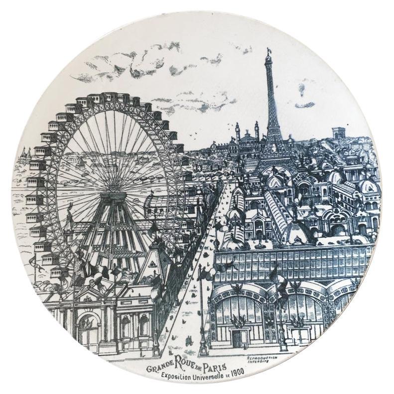 Large Ceramic Dish, Celebrating "La grande Roue de Paris", circa 1900 For Sale