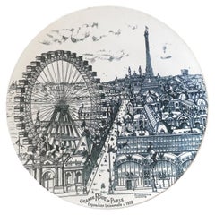Antique Large Ceramic Dish, Celebrating "La grande Roue de Paris", circa 1900