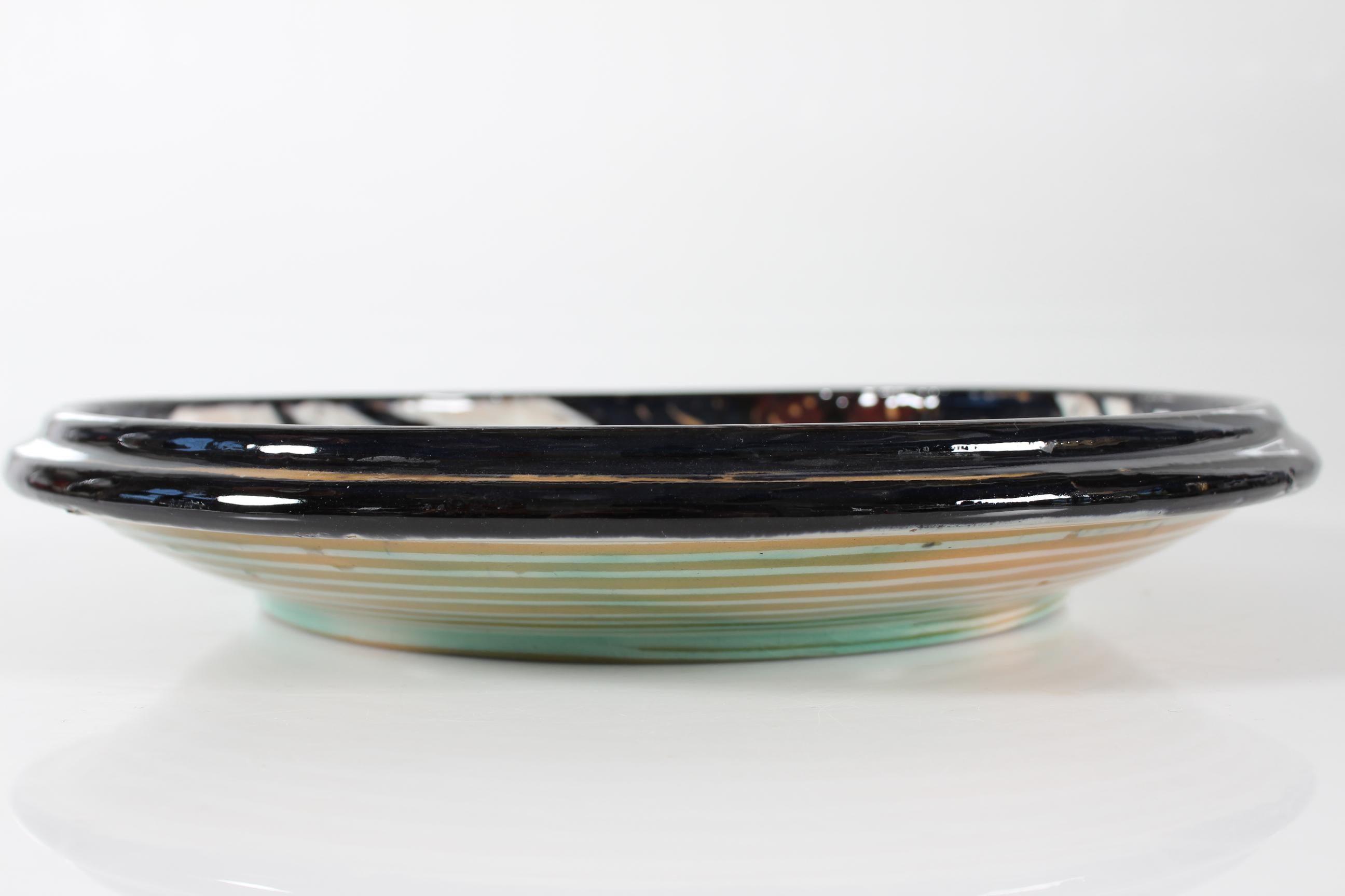 Danish Large Ceramic Dish with Leaf Pattern by Torben Keramik Denmark Mid Century For Sale