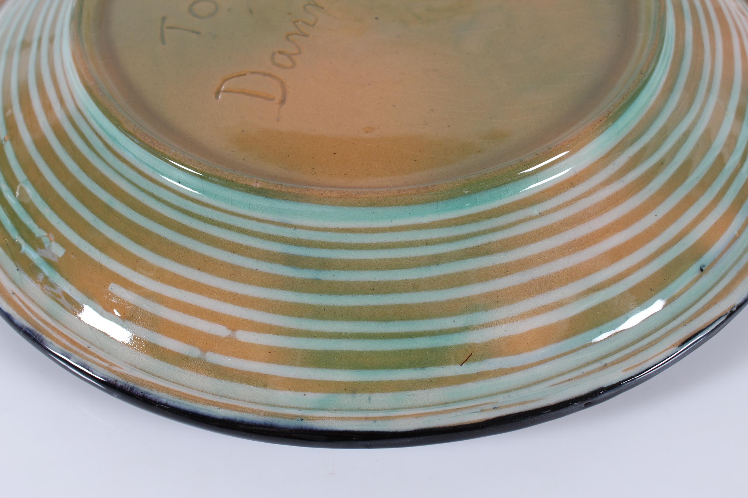 Glazed Large Ceramic Dish with Leaf Pattern by Torben Keramik Denmark Mid Century For Sale