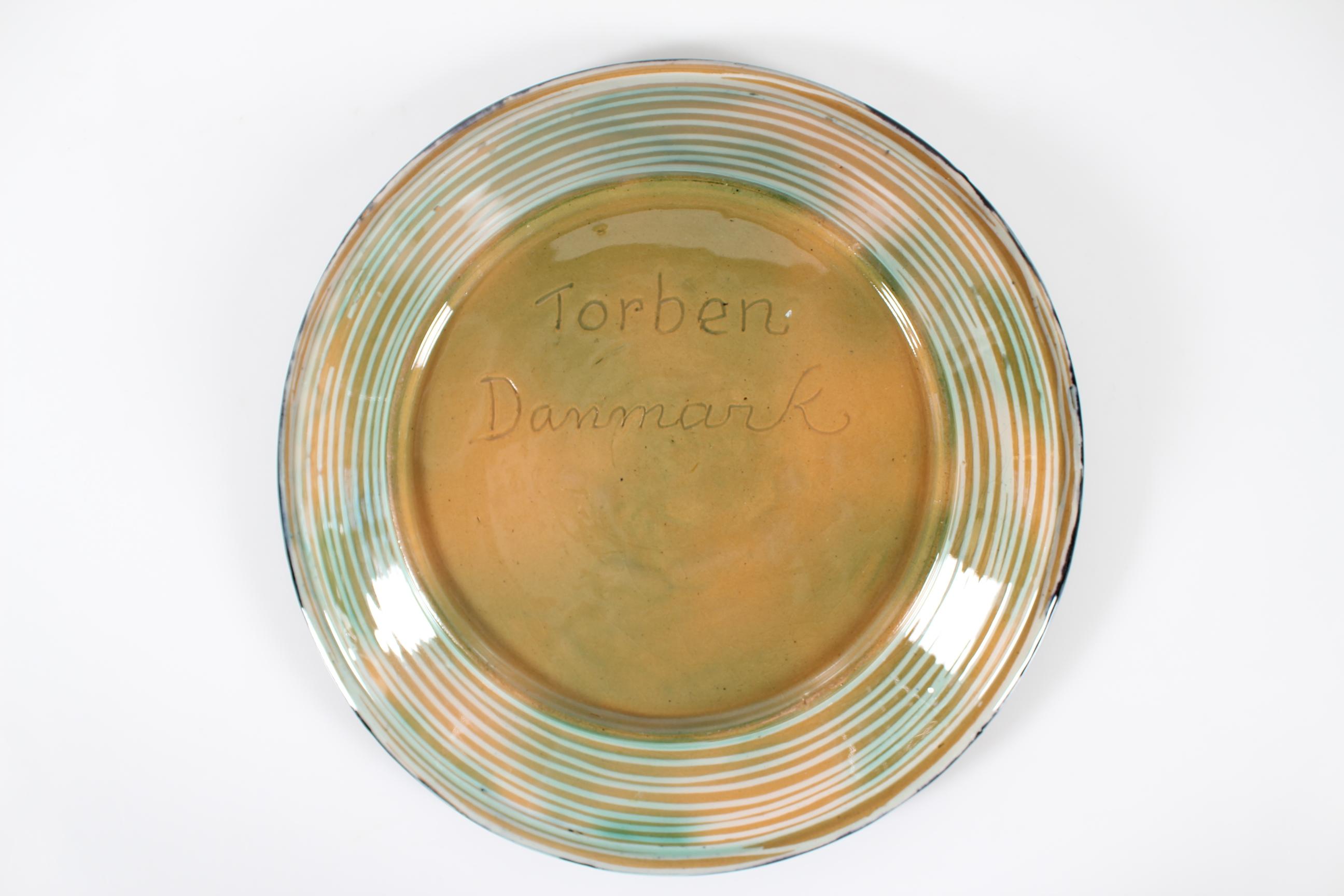 Large Ceramic Dish with Leaf Pattern by Torben Keramik Denmark Mid Century In Good Condition For Sale In Silkeborg, Silkeborg