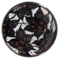Large Ceramic Dish with Leaf Pattern by Torben Keramik Denmark Mid Century