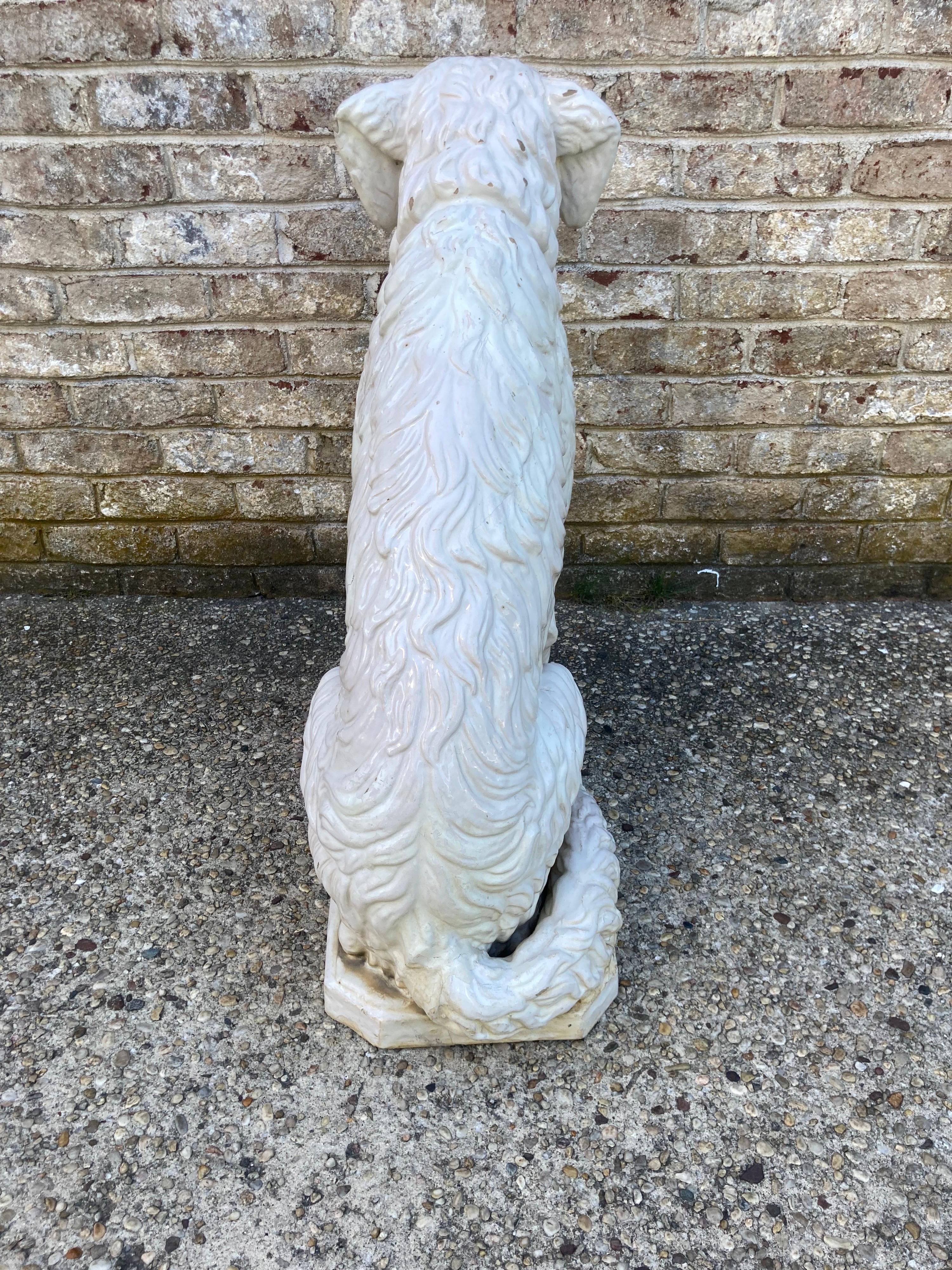 Large Ceramic Dog In Fair Condition For Sale In East Hampton, NY