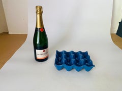 Large Ceramic Egg Holder 12 Eggs Blue Color, Italy, circa 1970