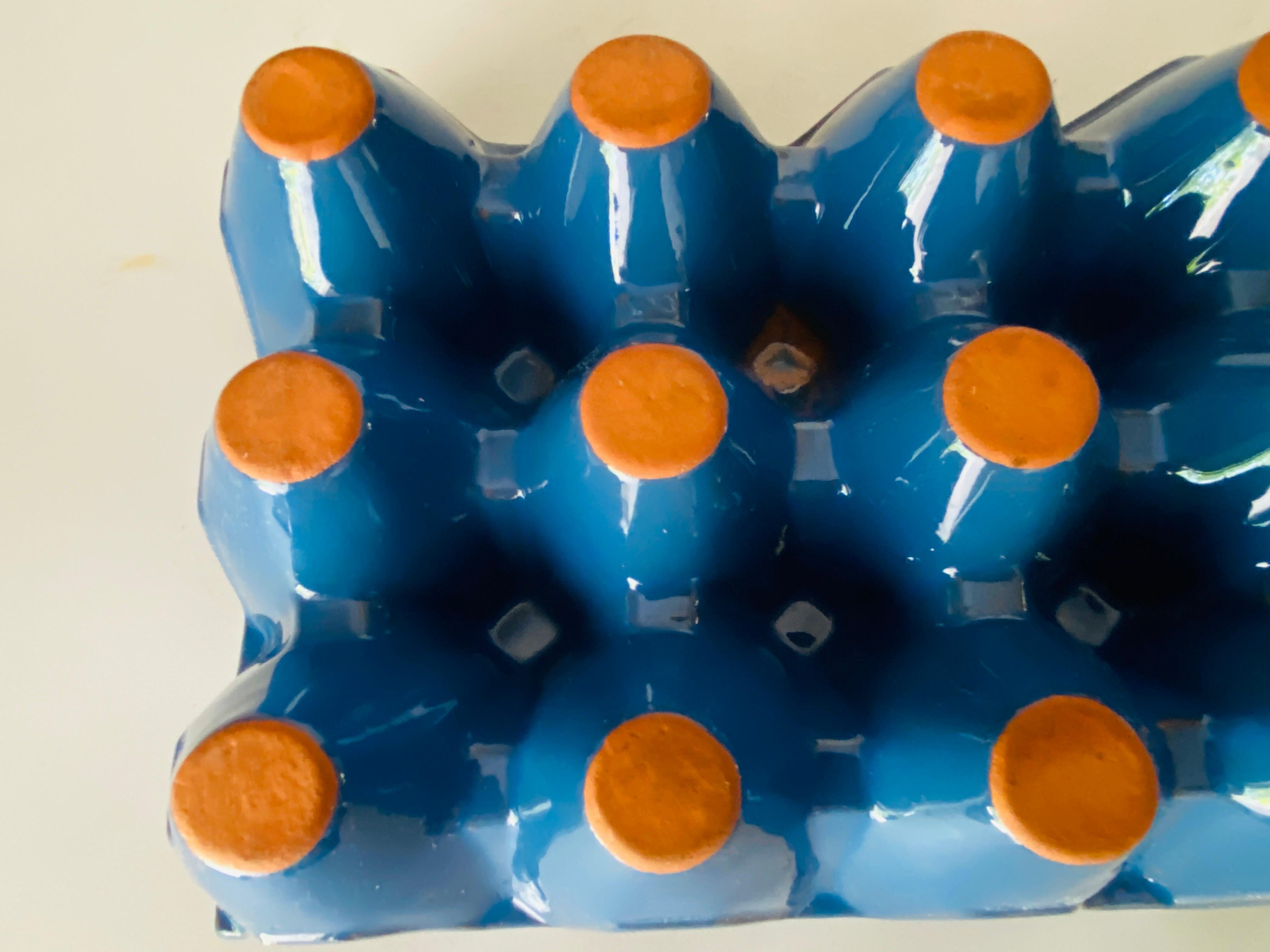 Large Ceramic Egg Holder 12 Eggs Blue Color, Italy, circa 1970 In Good Condition For Sale In Auribeau sur Siagne, FR