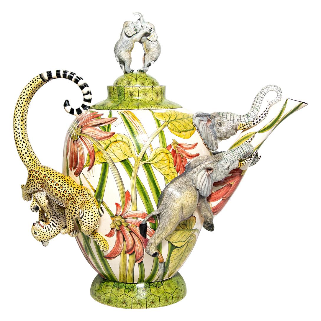 Modern Large Ceramic Elephant teapot, hand made in South Africa For Sale