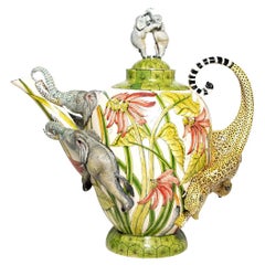 Große Elefanten-Teekanne aus Keramik, handgefertigt in Südafrika