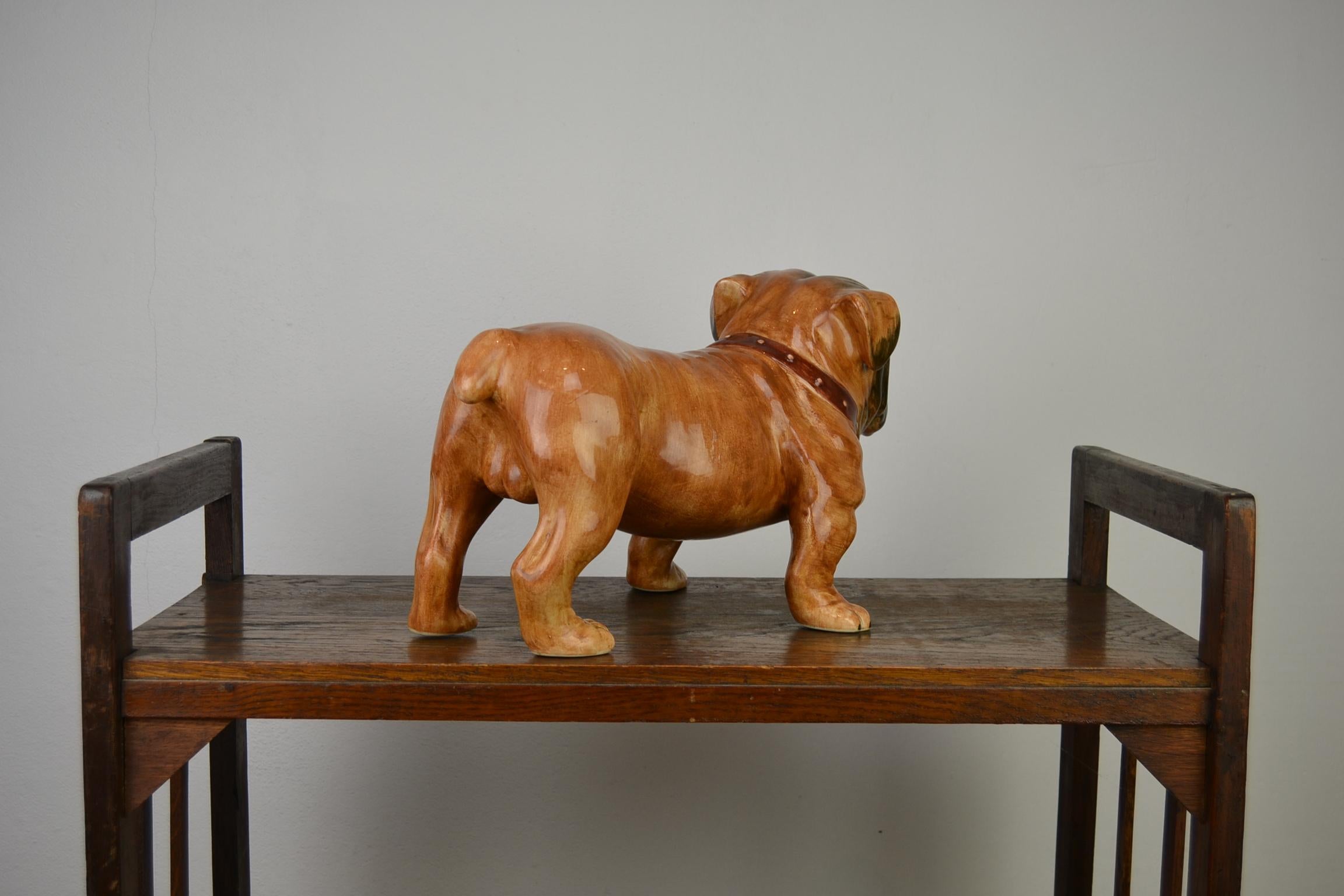 20th Century Large English Bulldog Sculpture in Ceramic, Italy For Sale