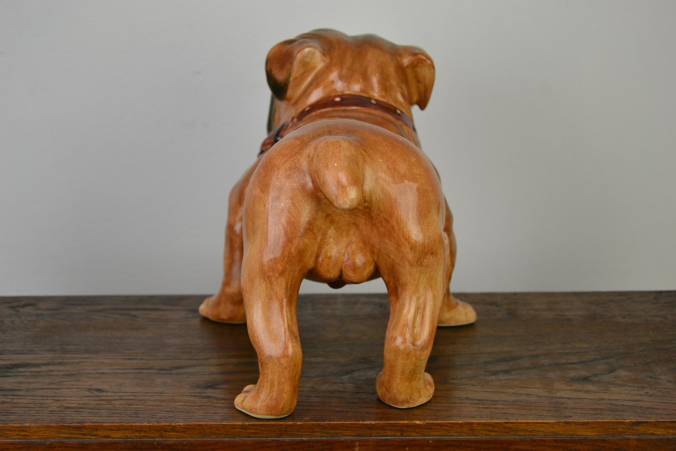 Large English Bulldog Sculpture in Ceramic, Italy For Sale 1