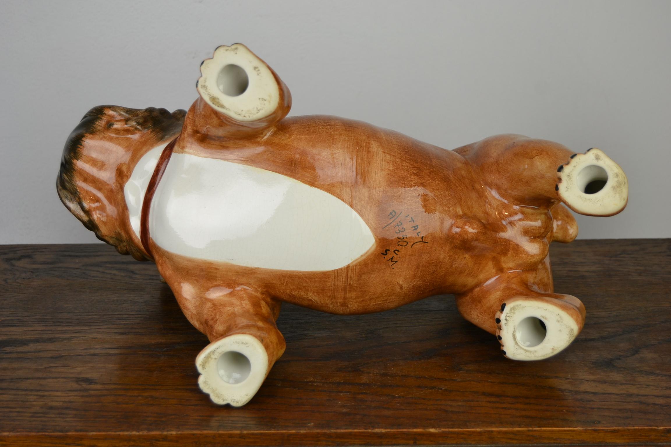 Große englische Bulldogge-Skulptur aus Keramik, Italien im Angebot 9