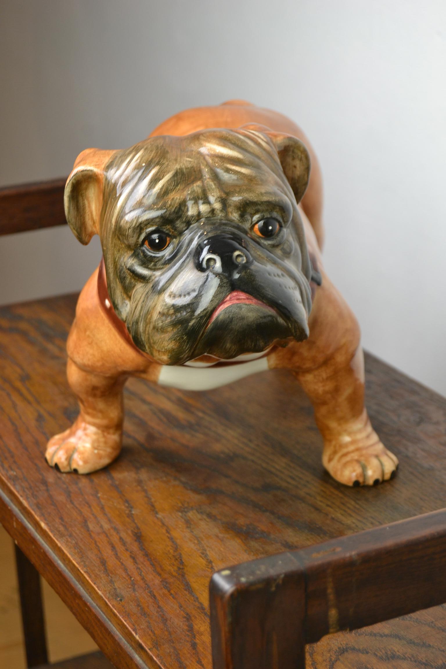 Large Ceramic English Bulldog Sculpture, Late 20th Century, Italy For