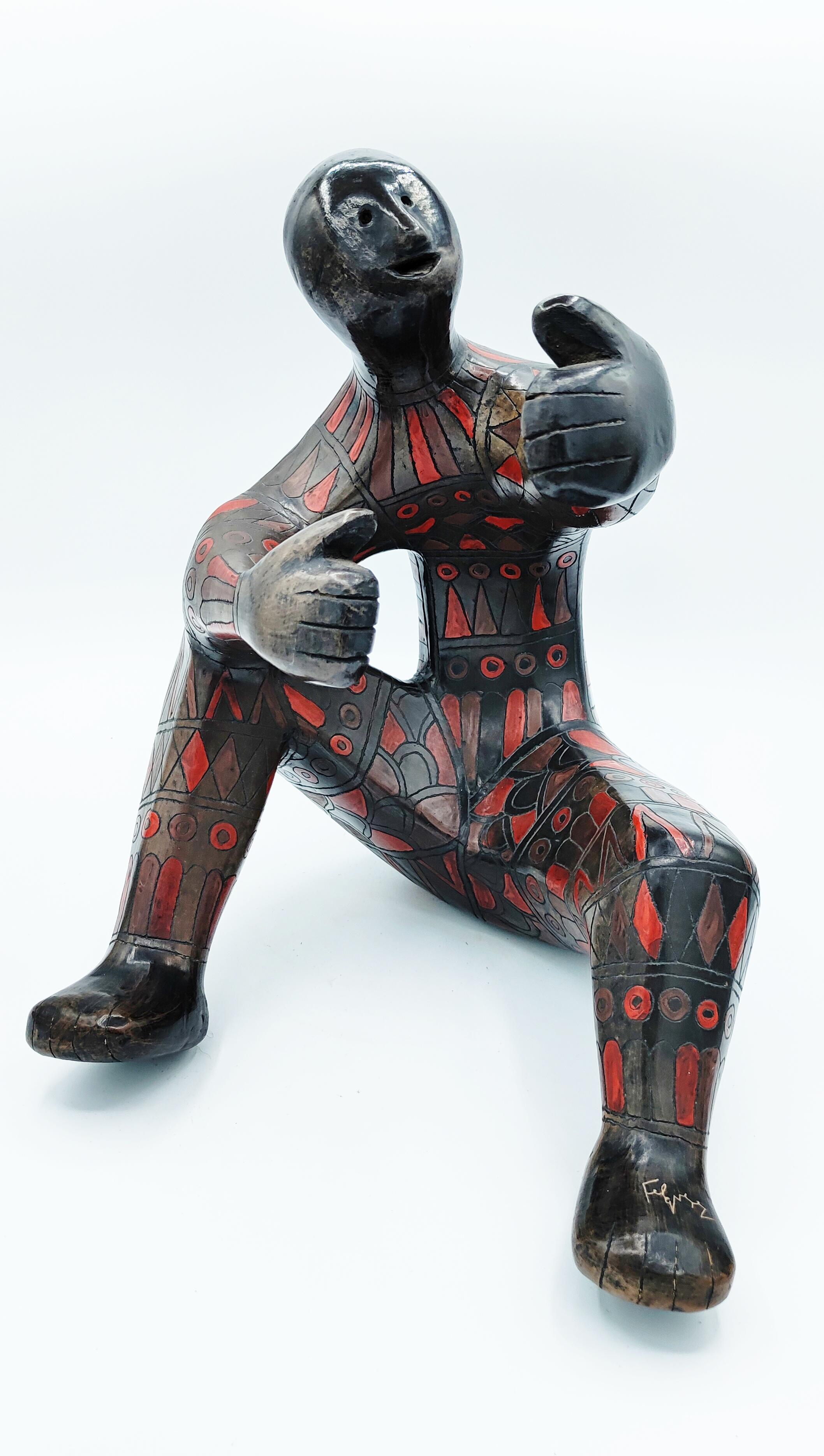 Große Keramikfigur von Manuel Felguerez, signiert auf dem Fuß, hergestellt in den 1960er Jahren. Unglaubliche Arbeit mit seinen Farben und Details.
Sehr dekoratives und attraktives Objekt.
Manuel Felguérez wurde 1929 in Valparaíso, Zacatecas,