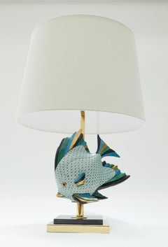 Large Ceramic Fish Table Lamp, Italy, 1970s