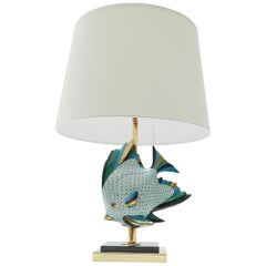 Retro Large Ceramic Fish Table Lamp, Italy, 1970s