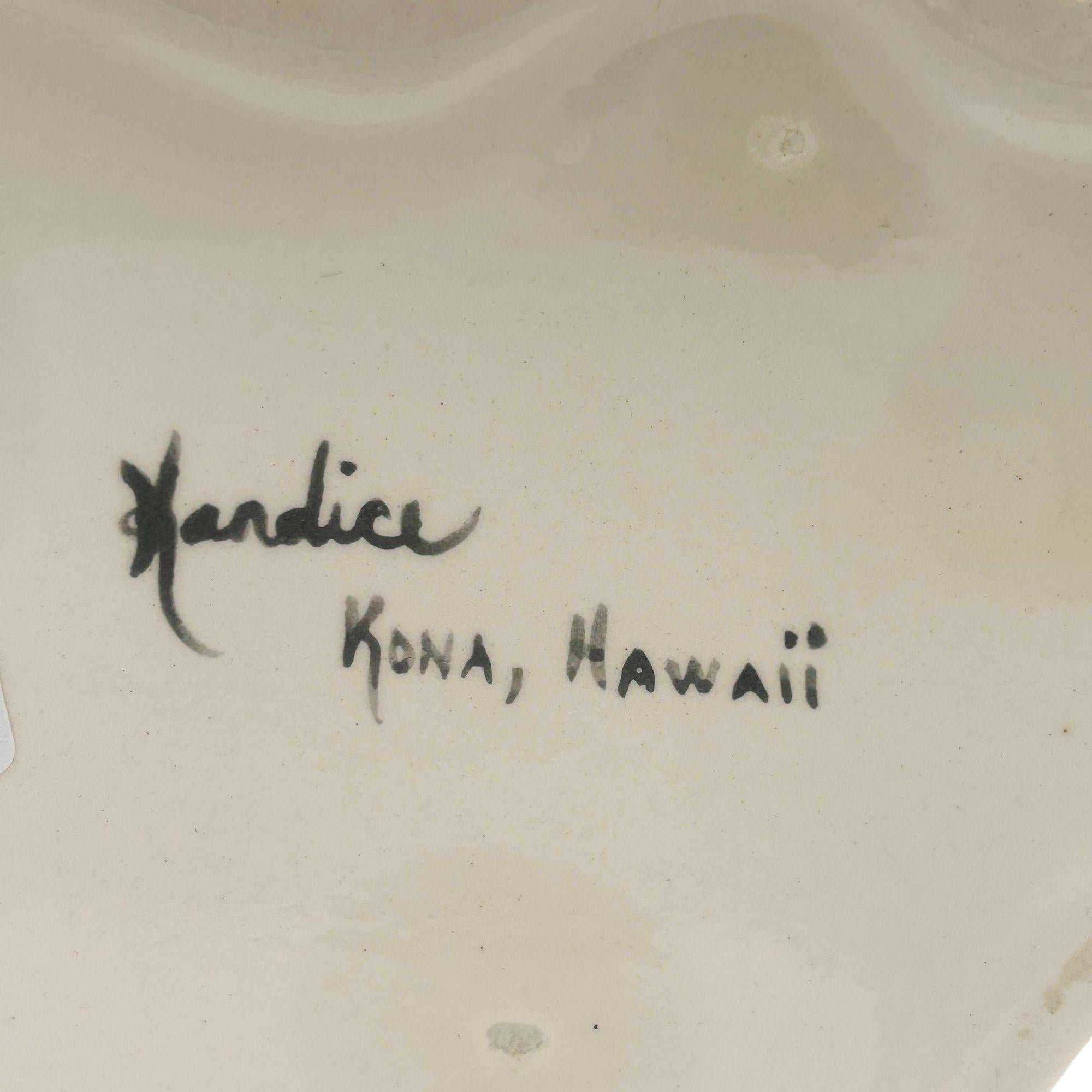 Large Ceramic Flamingo Tropical Flower Table Vase by Kandice Hawaii 1989 For Sale 1