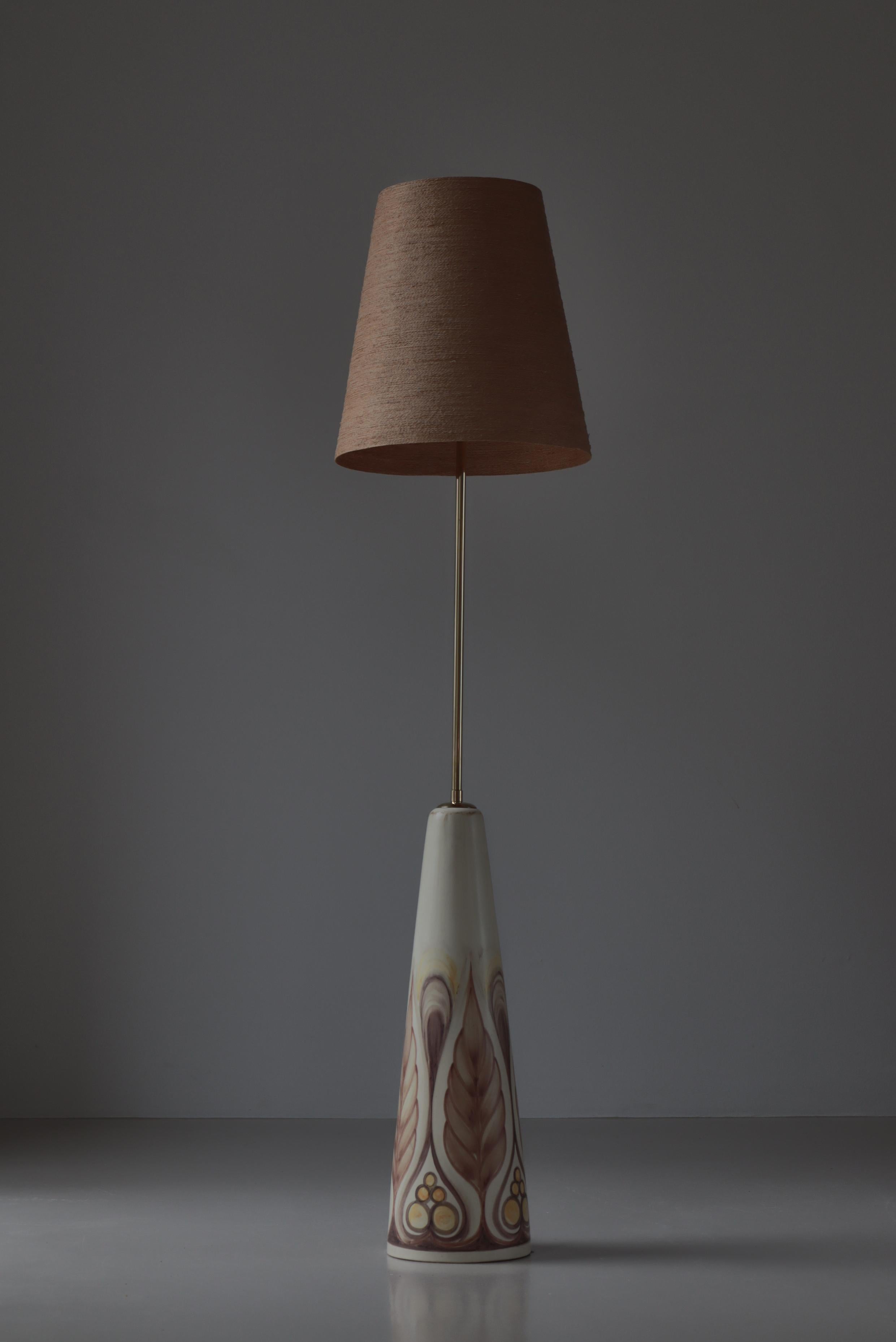 Brass Large Ceramic Floor Lamp by Rigmor Nielsen for Søholm, 1960s, Danish Modern For Sale