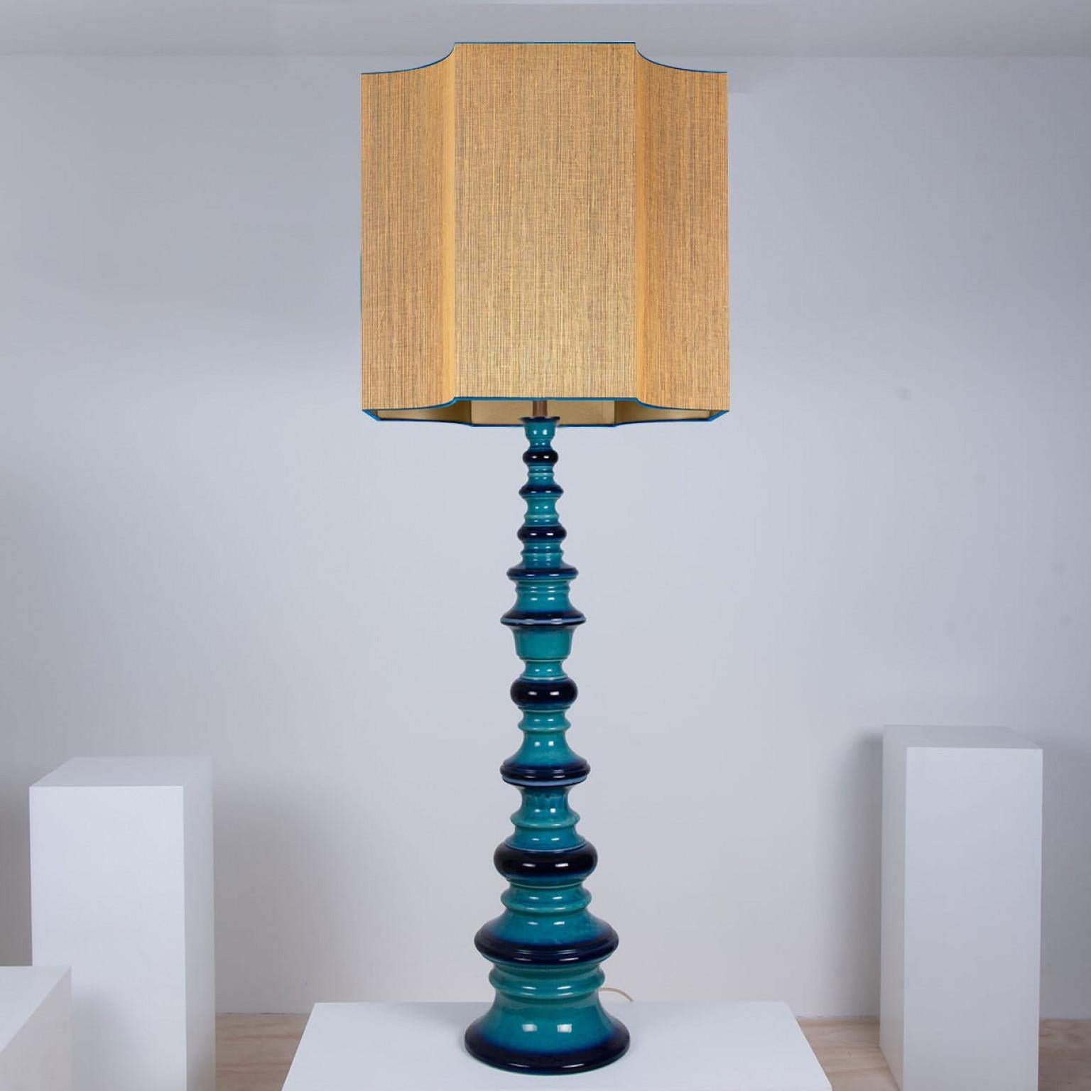 Large Ceramic Floor Lamp with New Custom Made Lampshade René Houben, 1960s For Sale 2