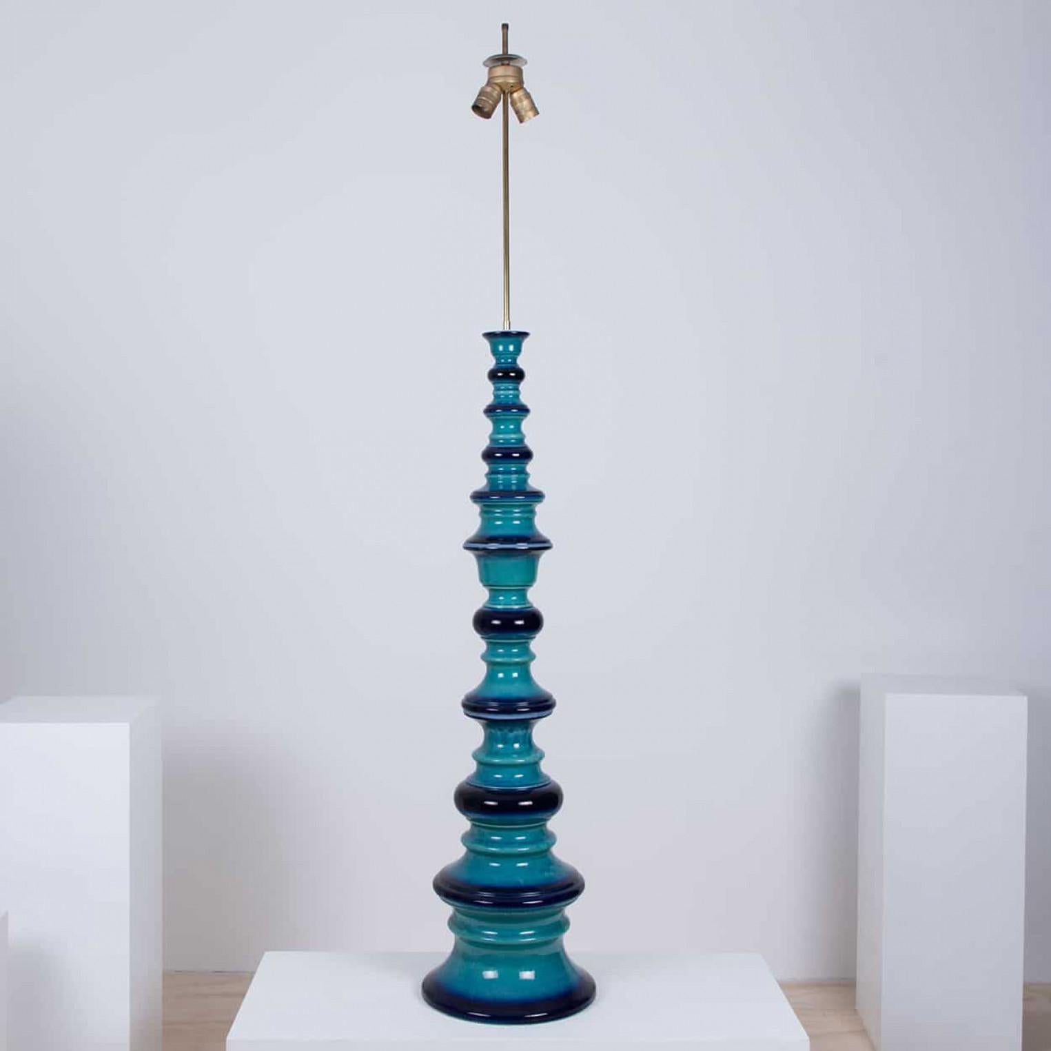 Large Ceramic Floor Lamp with New Custom Made Lampshade René Houben, 1960s For Sale 5