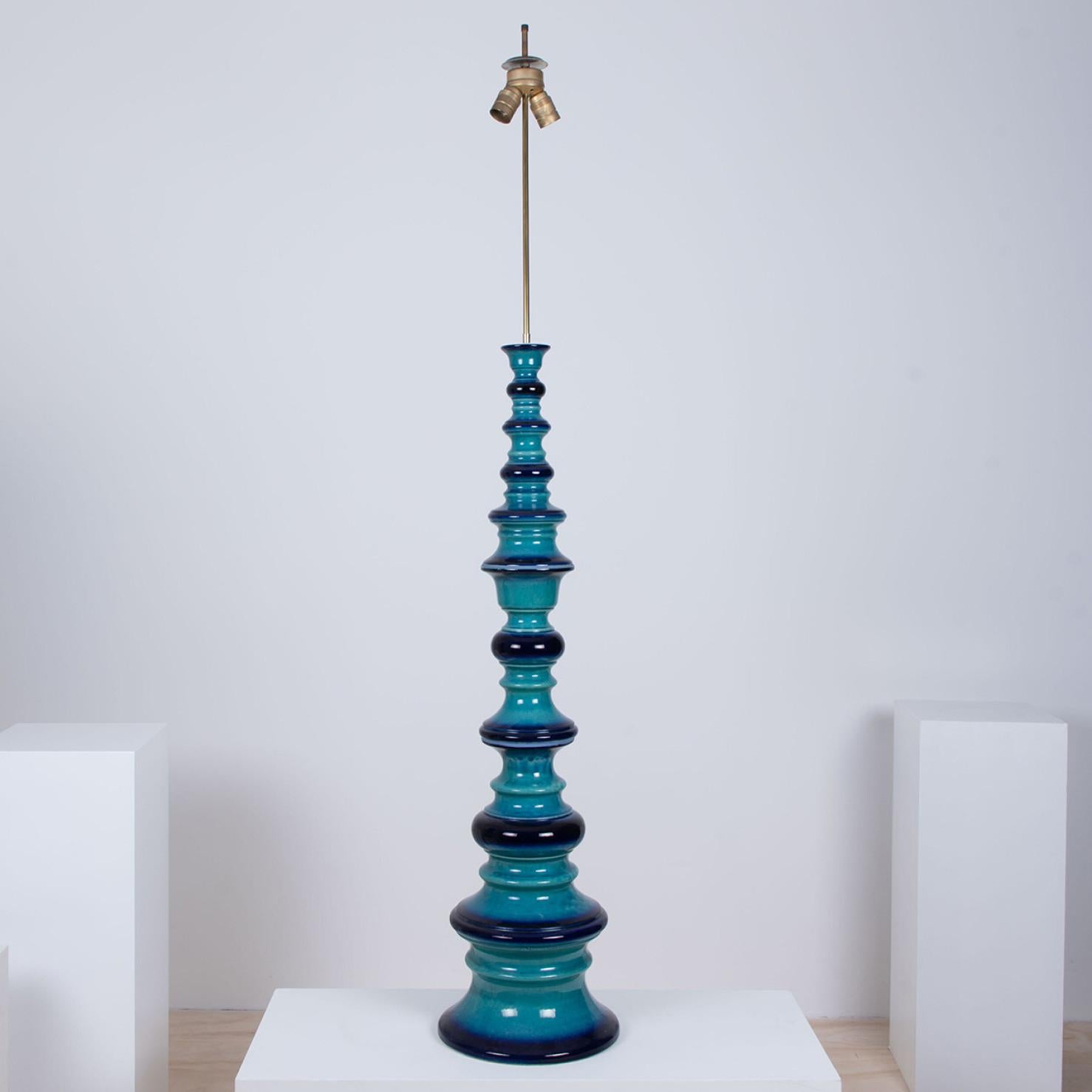 Large Ceramic Floor Lamp with New Custom Made Lampshade René Houben, 1960s 6