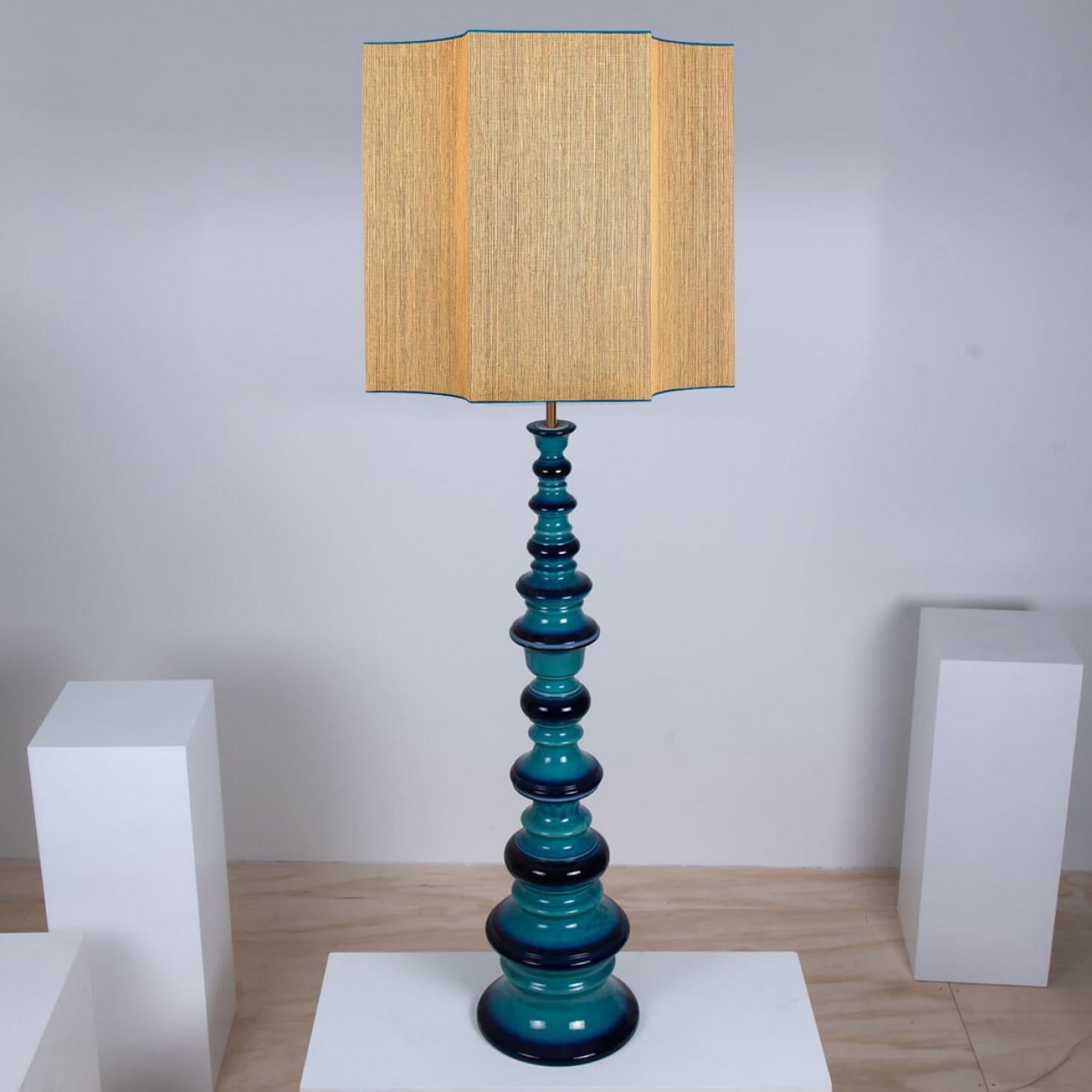Large Ceramic Floor Lamp with New Custom Made Lampshade René Houben, 1960s For Sale 6