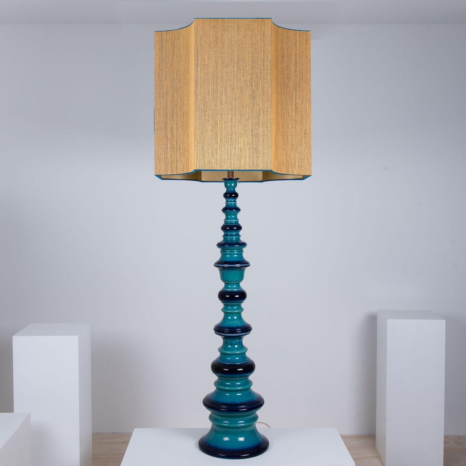 Large Ceramic Floor Lamp with New Custom Made Lampshade René Houben, 1960s For Sale 11