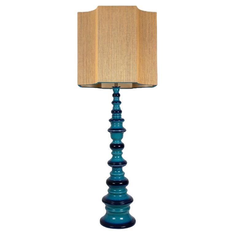 Large Ceramic Floor Lamp with New Custom Made Lampshade René Houben, 1960s For Sale