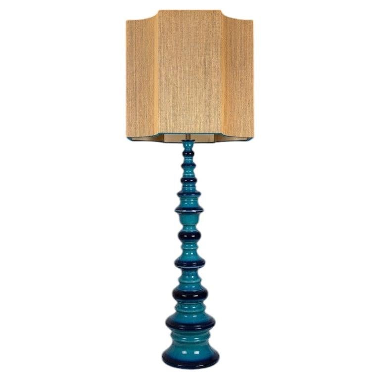 Large Ceramic Floor Lamp with New Custom Made Lampshade René Houben, 1960s