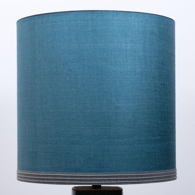 Large Ceramic Floor-Table Lamp with New Silk Custom Made Lampshade René Houben 8