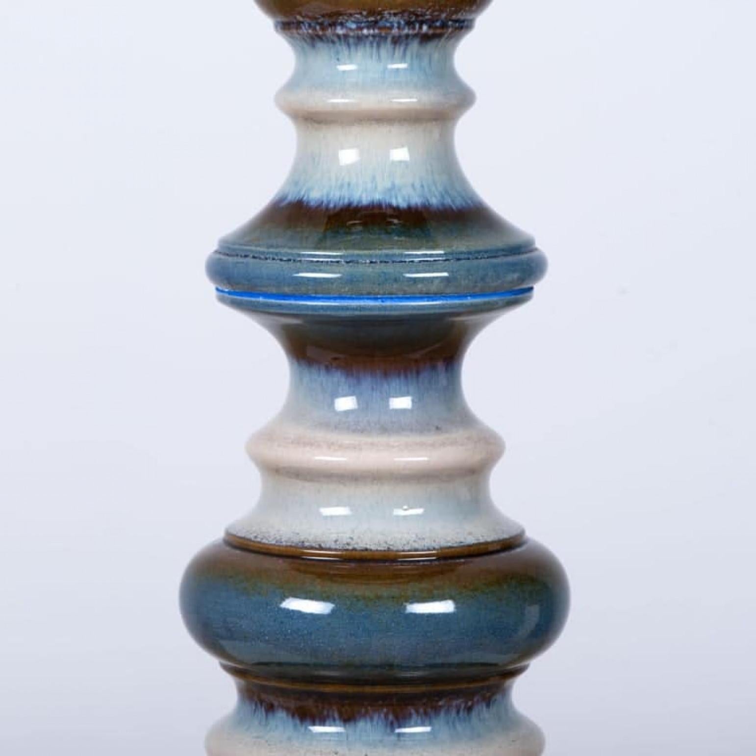 Other Large Ceramic Floor-Table Lamp with New Silk Custom Made Lampshade René Houben For Sale