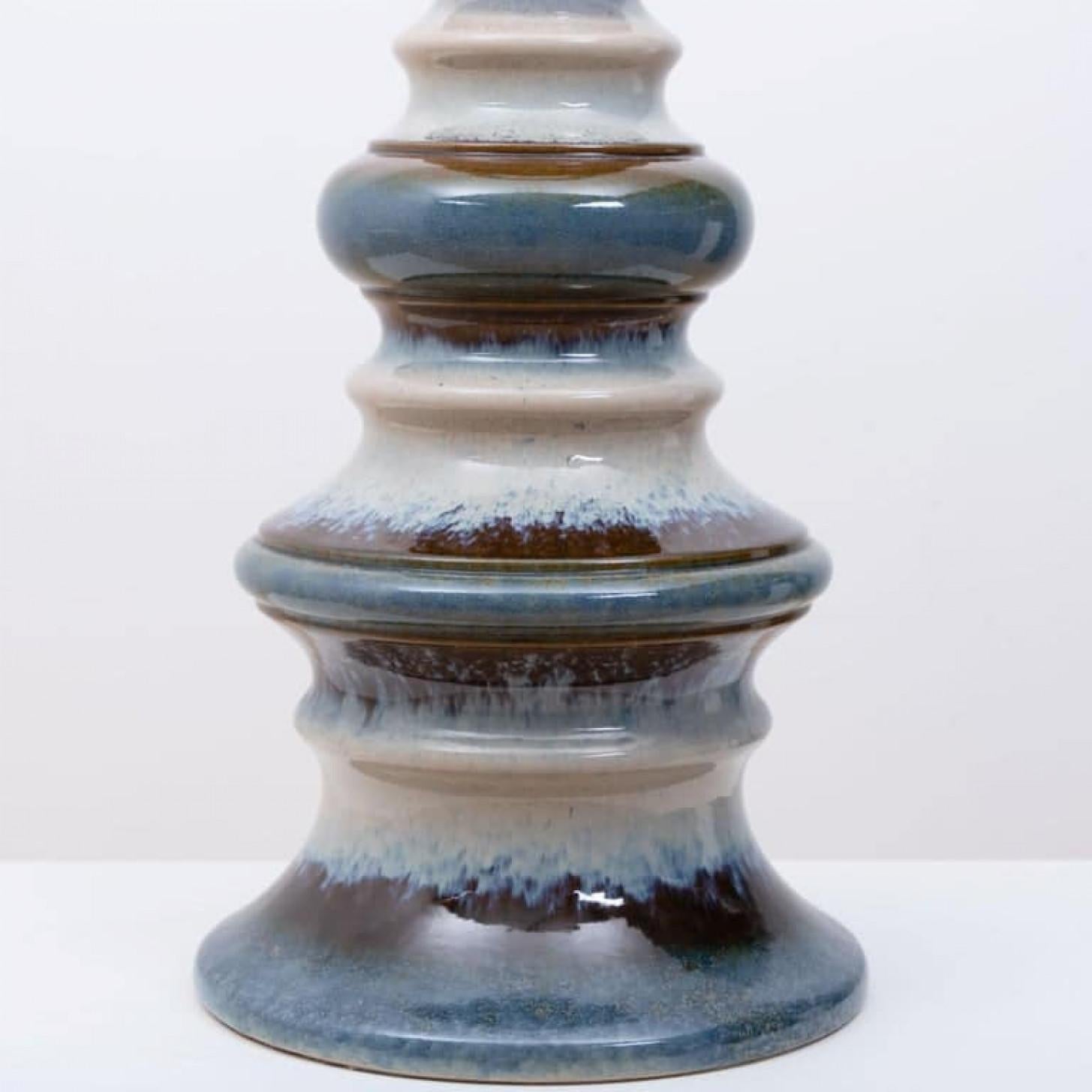 Large Ceramic Floor-Table Lamp with New Silk Custom Made Lampshade René Houben For Sale 1