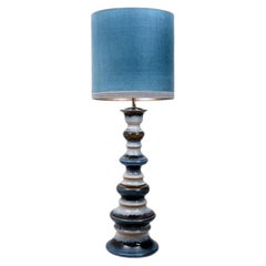 Lampada da tavolo grande in ceramica con paralume in seta nuova su misura René Houben