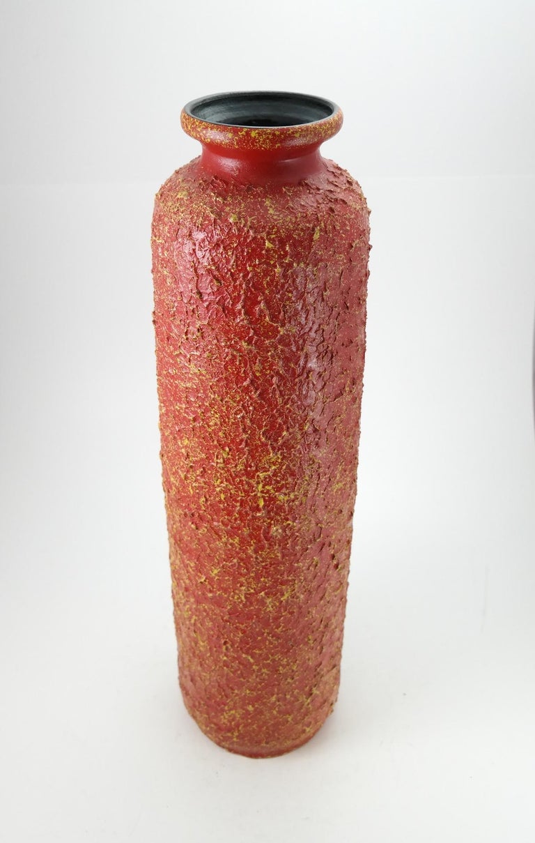 Massive ceramic floor vase, rare 1970s piece, red glaze, perfect condition.