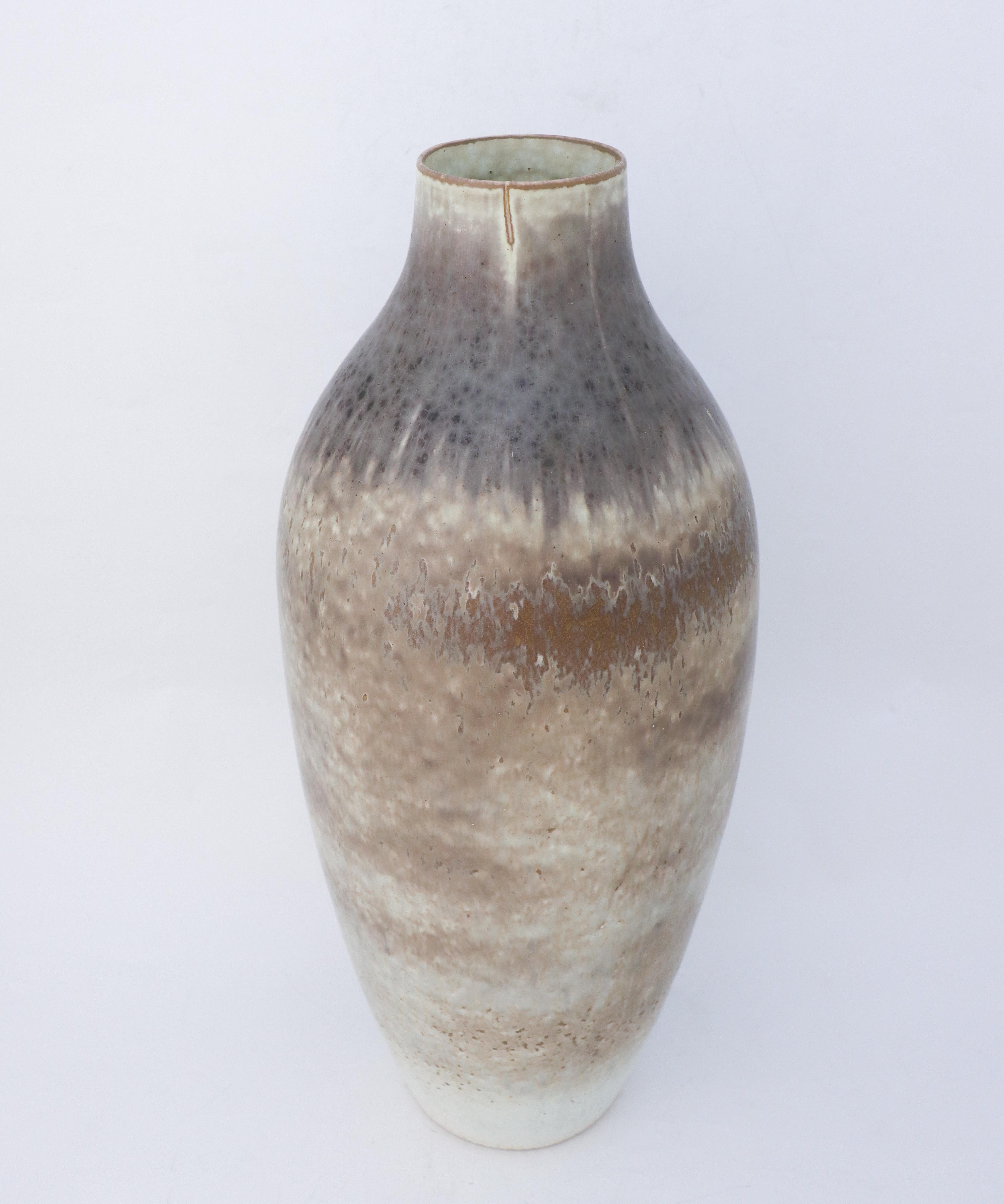 Grand vase en céramique, Carl-Harry Stålhane, Rörstrand 1950, gris moucheté Bon état - En vente à Stockholm, SE