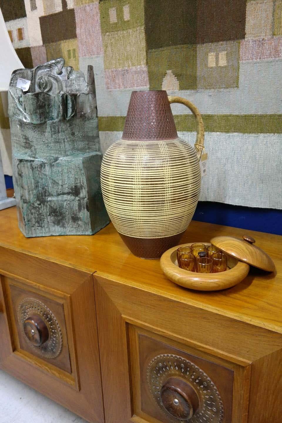 Large ceramic floor vase with midcentury pattern, 1970s.