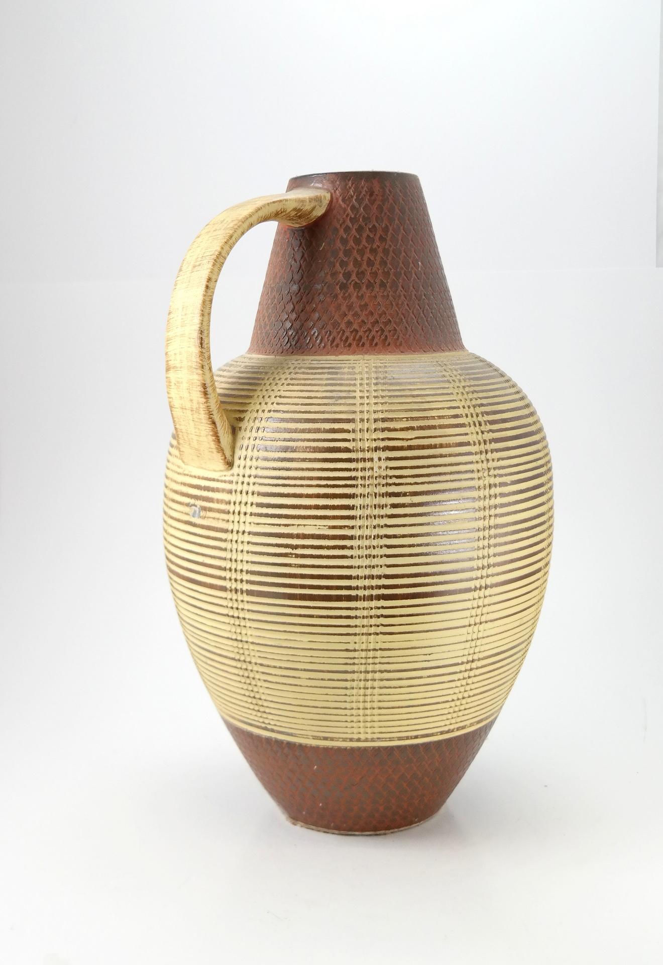 Mid-Century Modern Large Ceramic Floor Vase with Midcentury Pattern, 1970s For Sale
