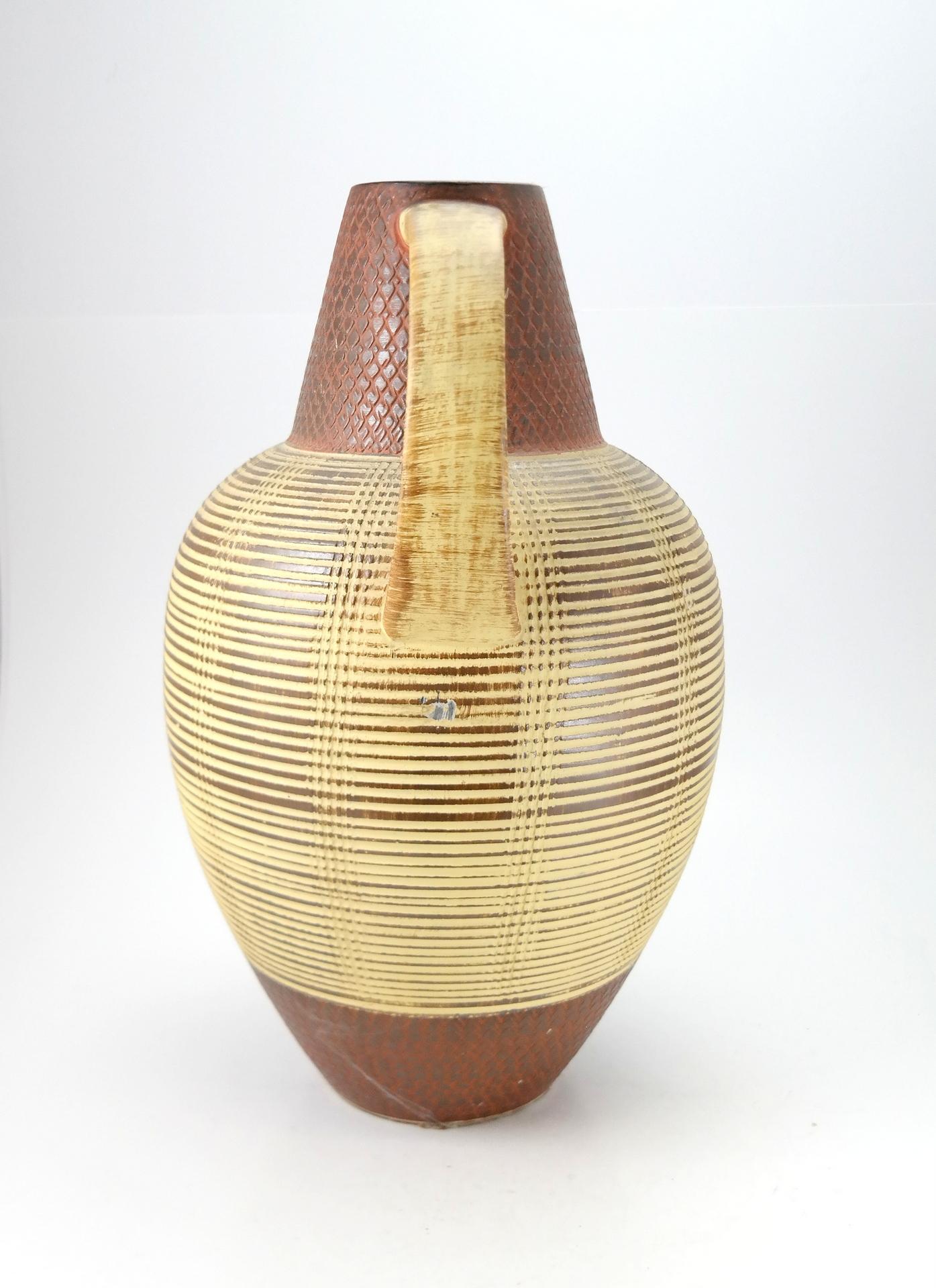 20th Century Large Ceramic Floor Vase with Midcentury Pattern, 1970s For Sale