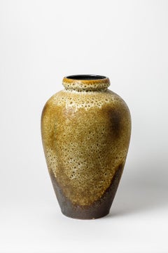 Large Ceramic Floor Vase Yellow and Black by West Germany, circa 1960