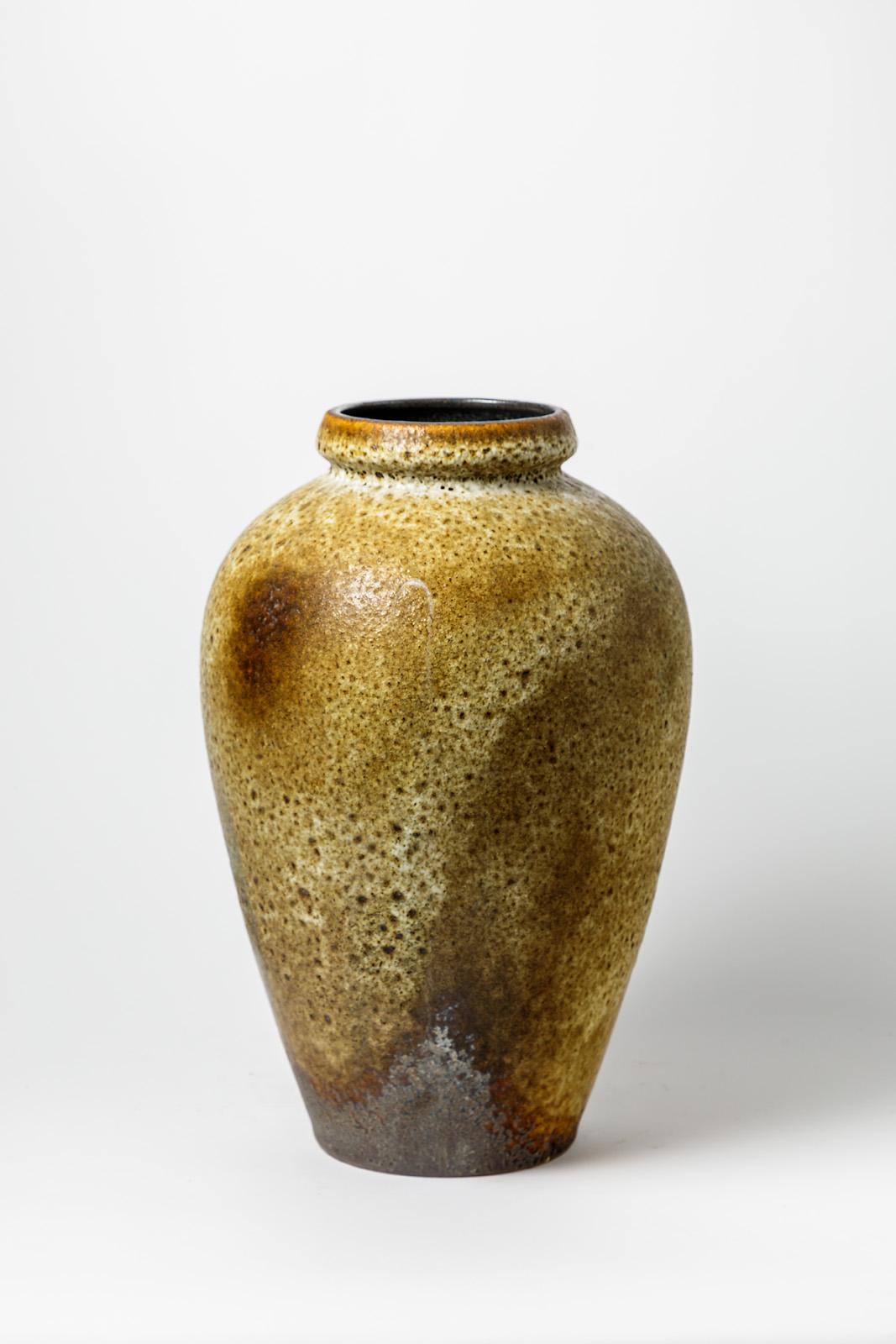 Tedesco Grande vaso da terra in ceramica gialla e nera della Germania Ovest, circa 1960 in vendita