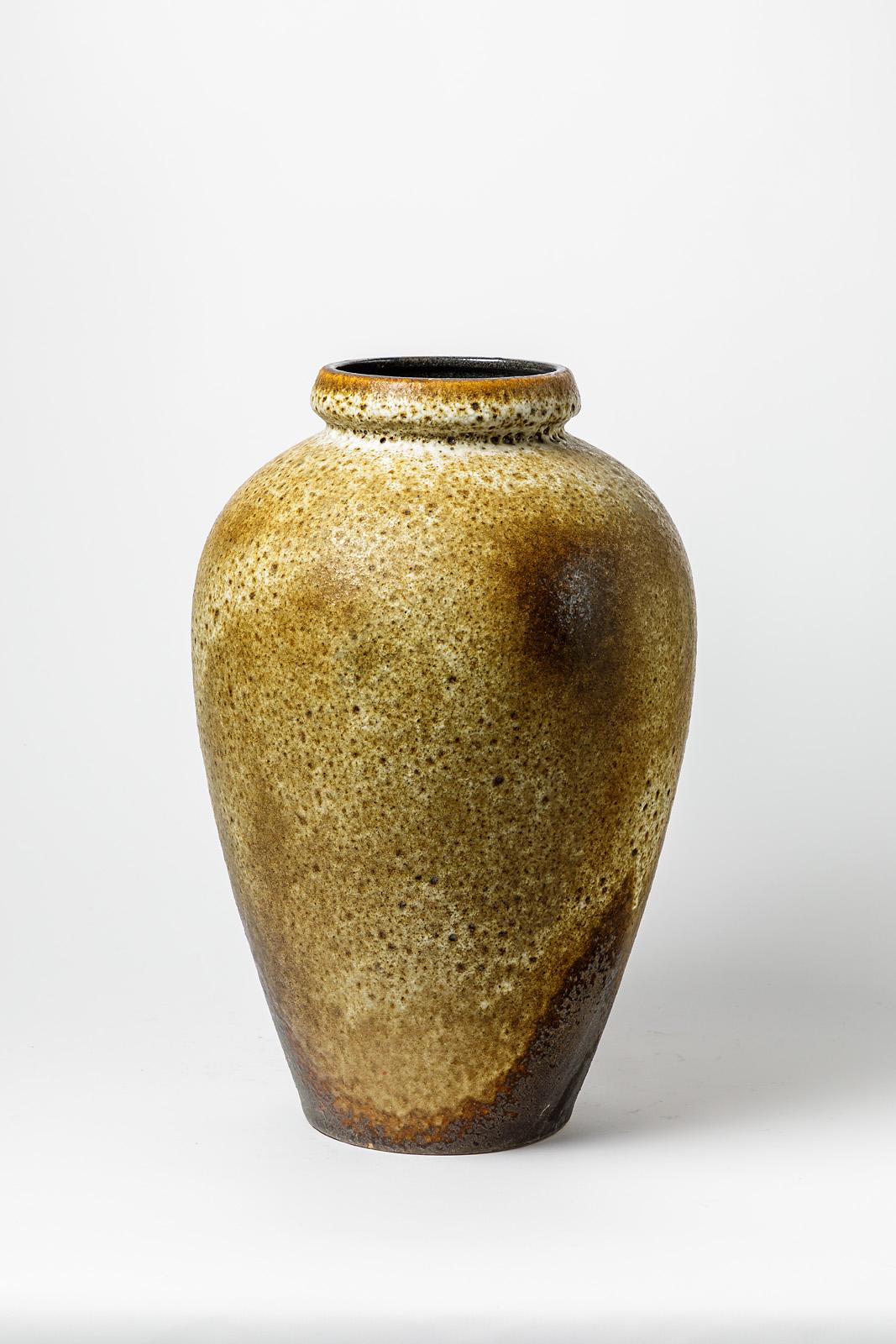 Mid-Century Modern Large Ceramic Floor Vase Yellow and Black by West Germany, circa 1960 For Sale