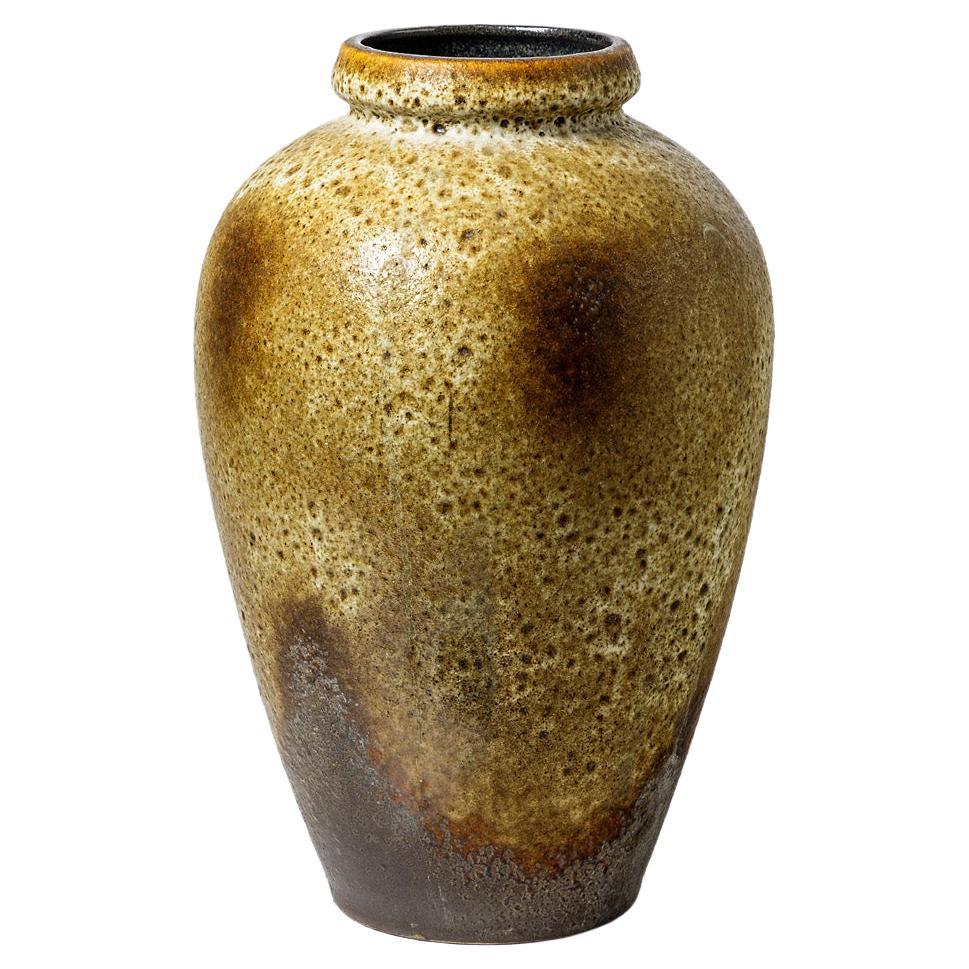 Large Ceramic Floor Vase Yellow and Black by West Germany, circa 1960