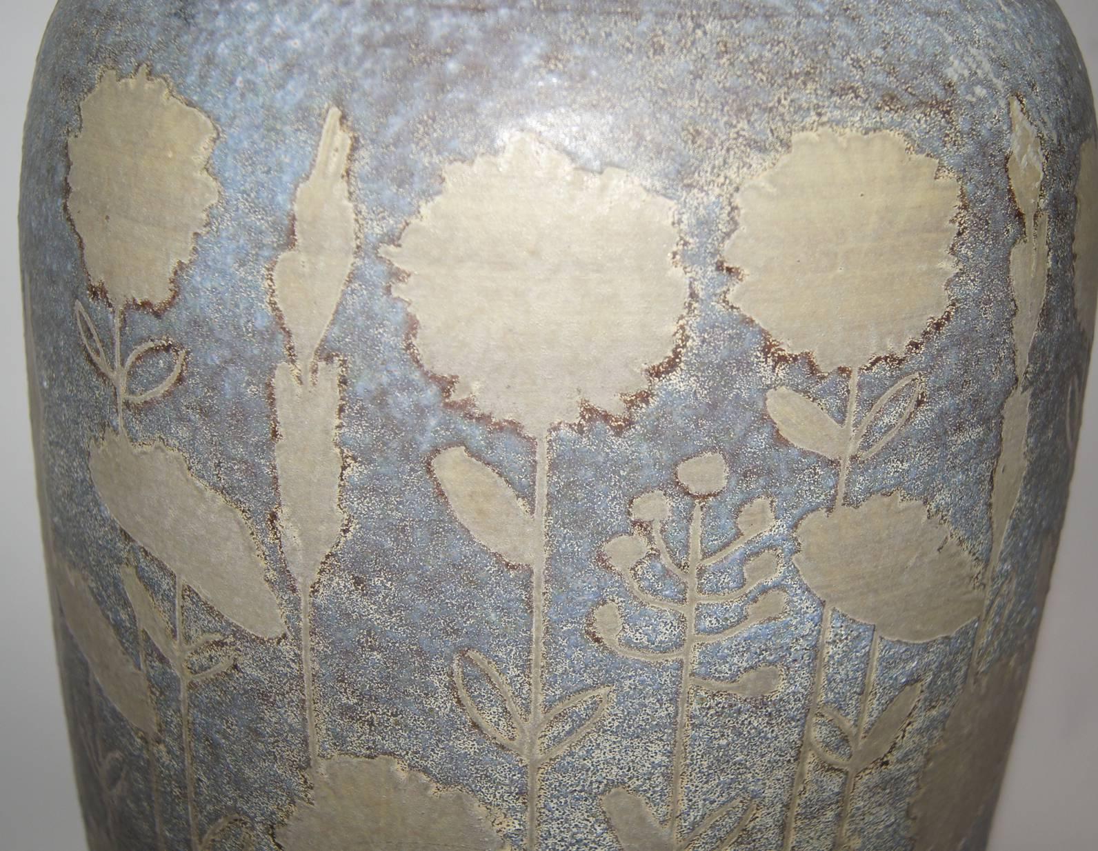 Italian Large Ceramic Floral Table Lamp