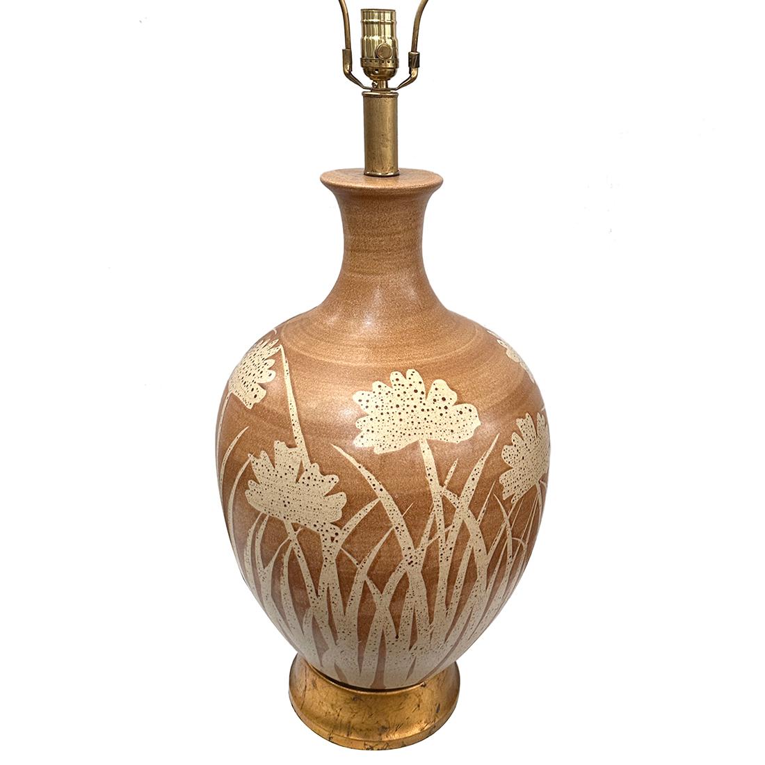Lampe italienne des années 1950 à décor de feuillage et de fleurs.

Mesures :
Hauteur du corps : 25