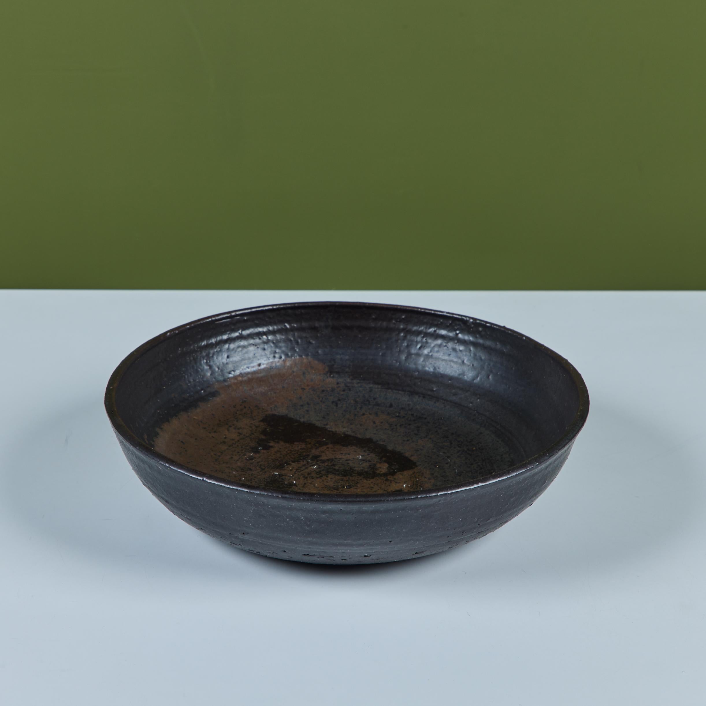 20th Century Large Ceramic Glazed Bowl by Toshiko Takaezu For Sale