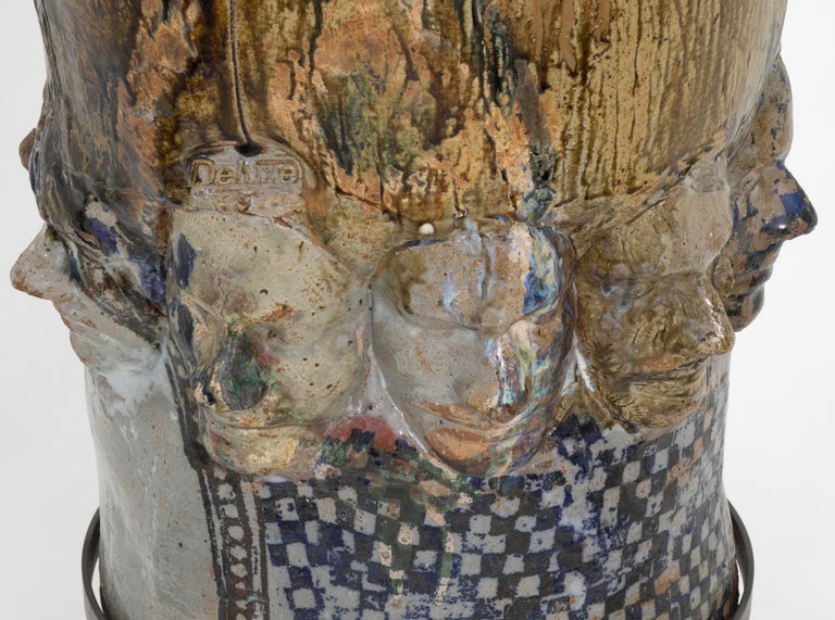 Large Ceramic Glazed Face Planter Pot For Sale at 1stdibs