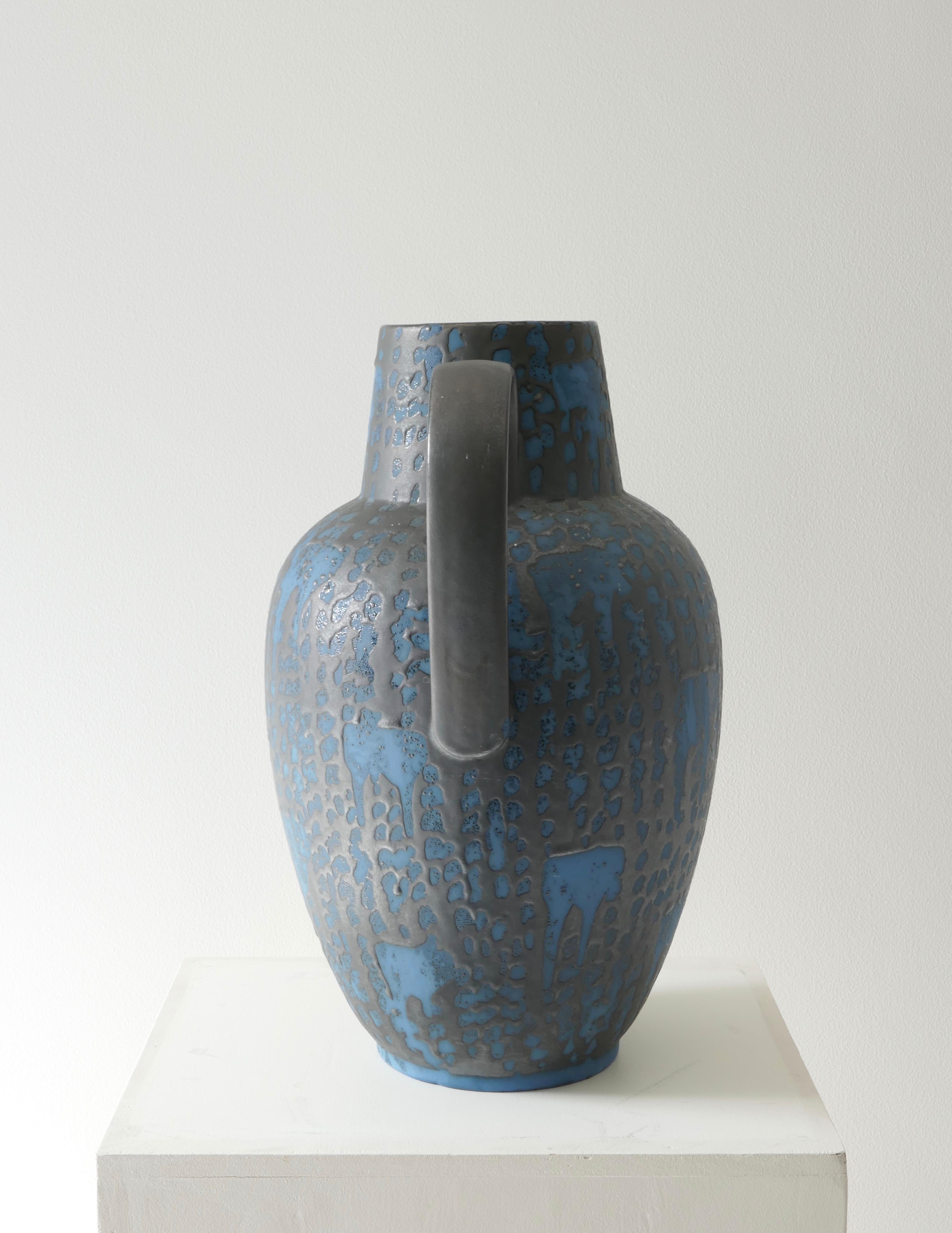Large Ceramic Graphite and Blue Vase, West Germany 1970's For Sale 1