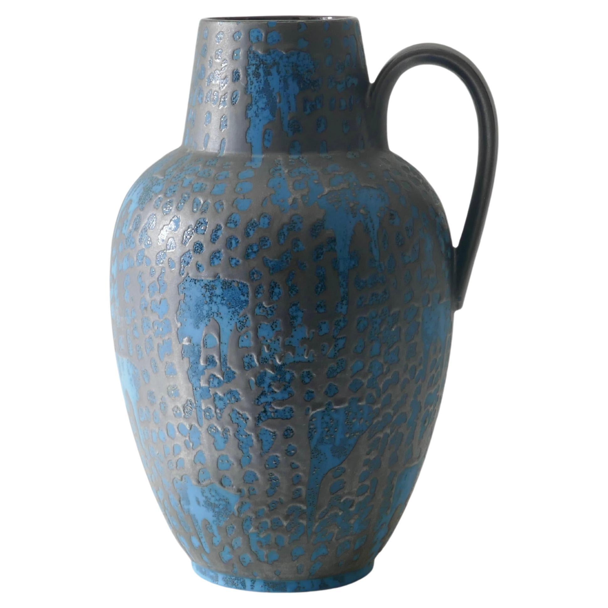 Grande vaso in ceramica blu e grafite, Germania Ovest, anni '70