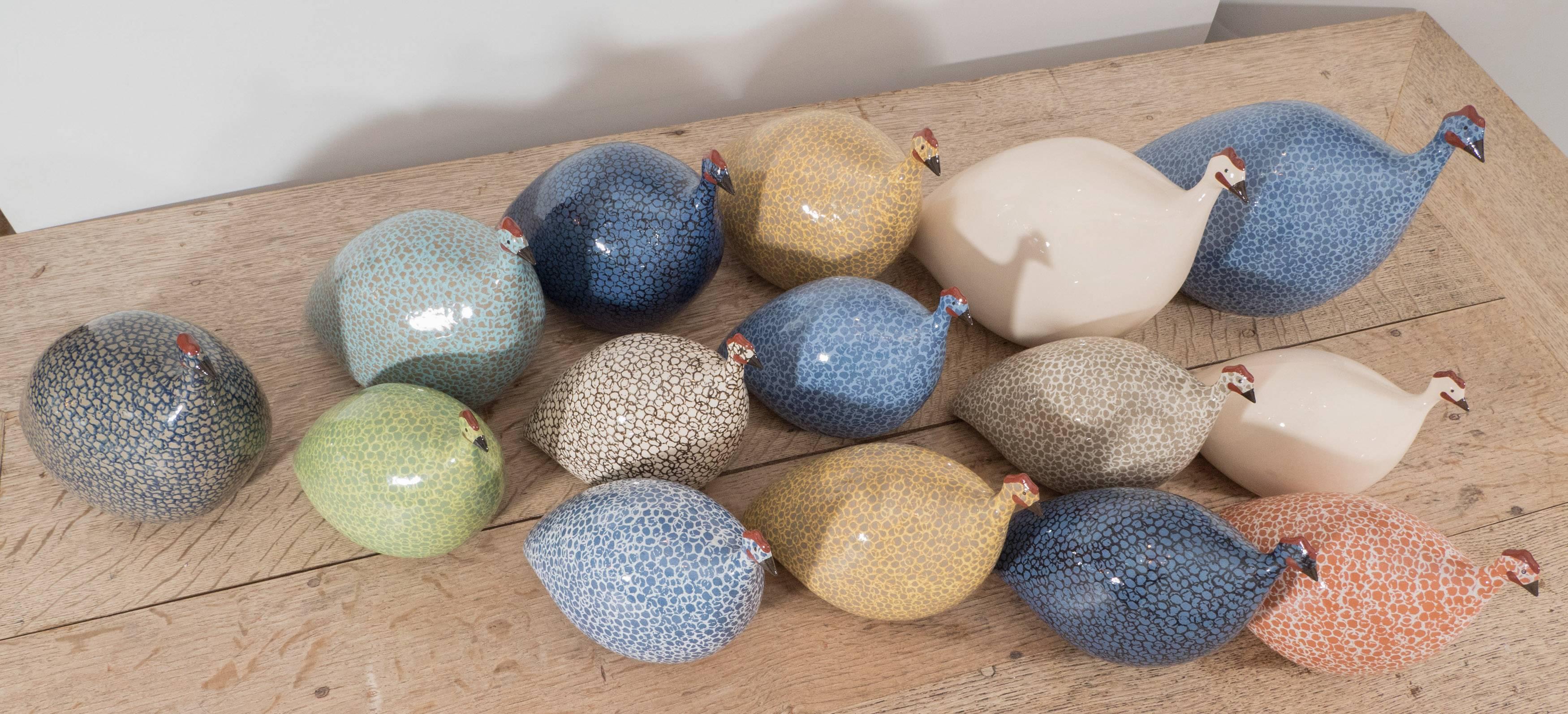 French Large Ceramic Guinea Hens